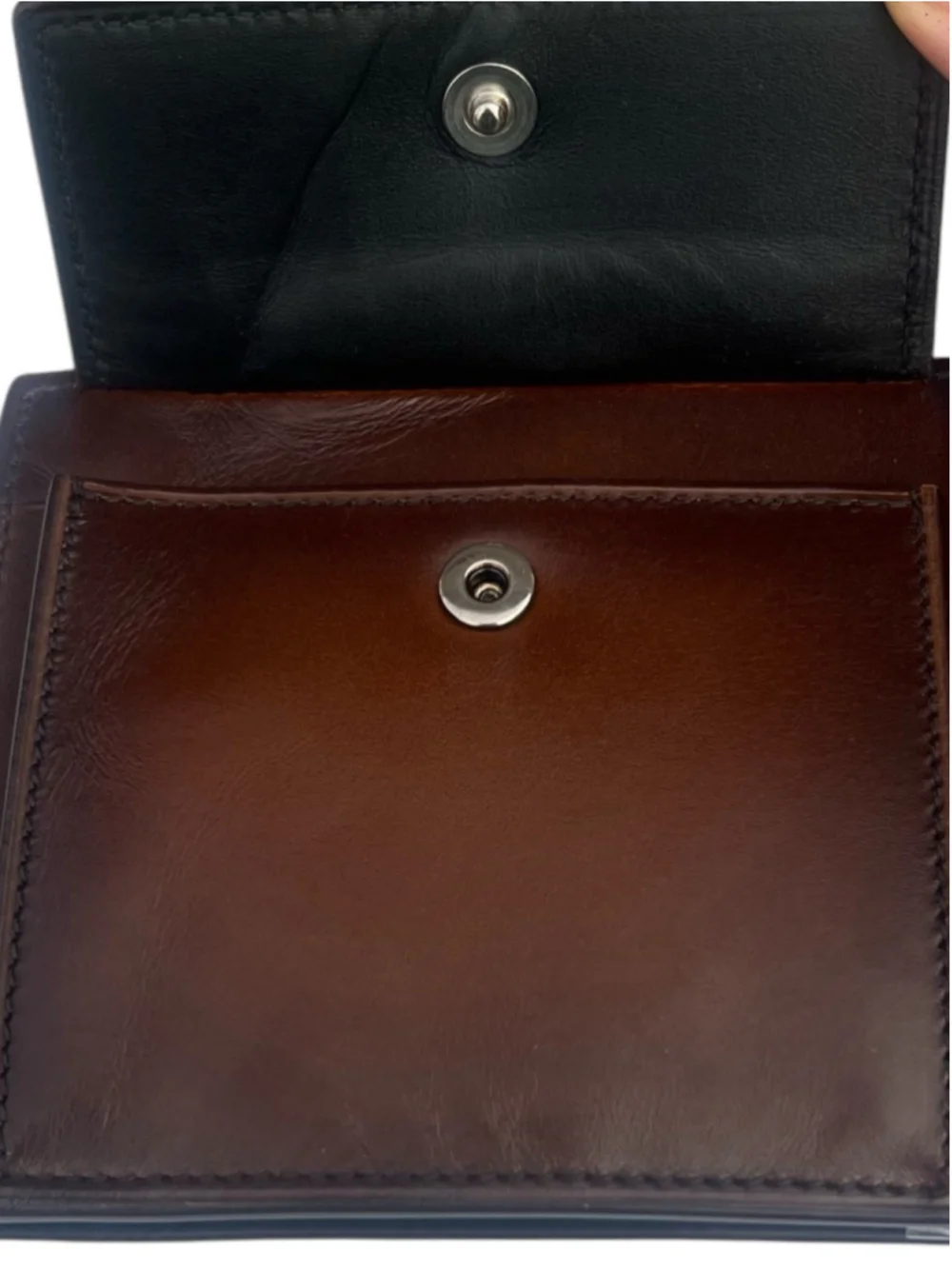 New Berluti Figure Scritto Venezia Leather Bifold Wallet with Money Clip Brown